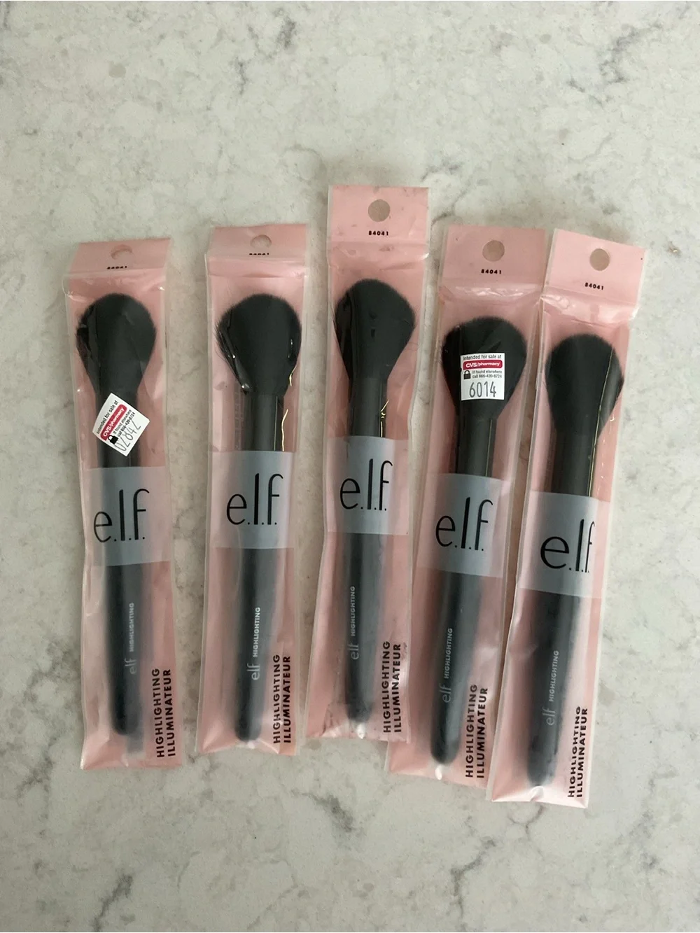 NIB Lot of 5 e.l.f. Highlighting Brushes #84041 Vegan Cruelty Free